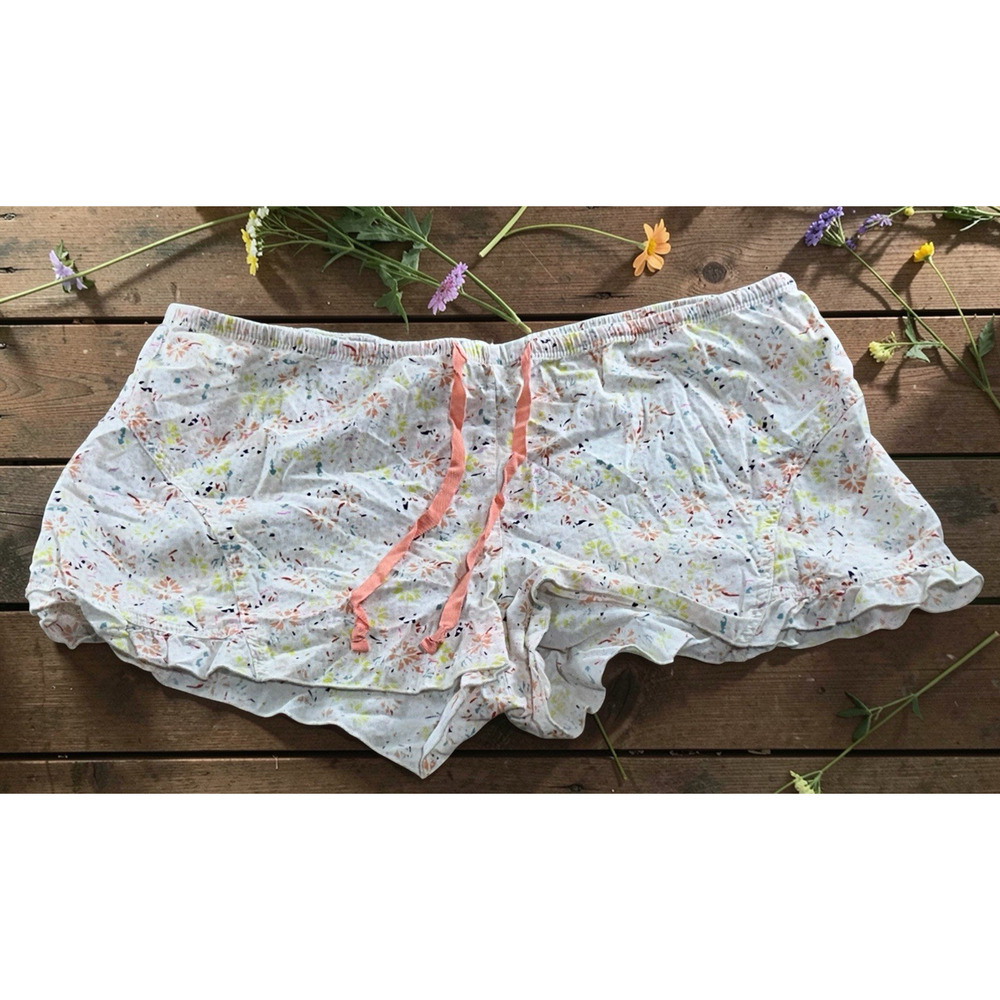 Gap Body Sleep Shorts Sz M Coral Floral Print Cotton Pajama Short Loungewear